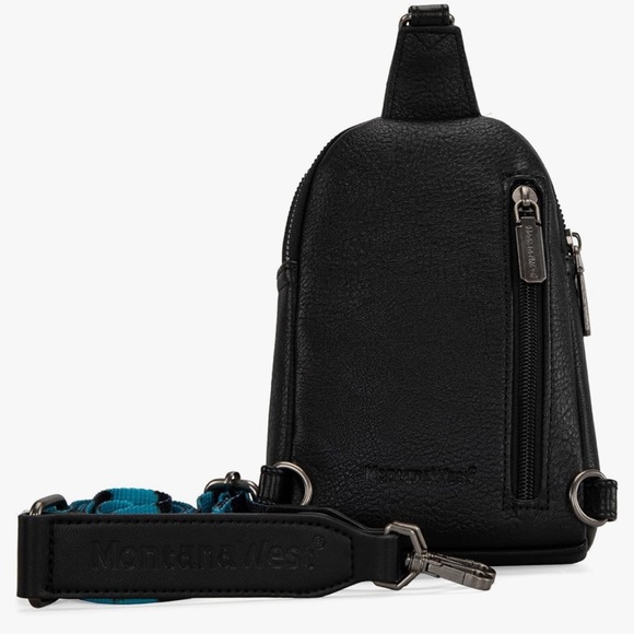 Montana West Blue and Black Crossbody Bag with Adjustable Strap - Picture 2 of 5